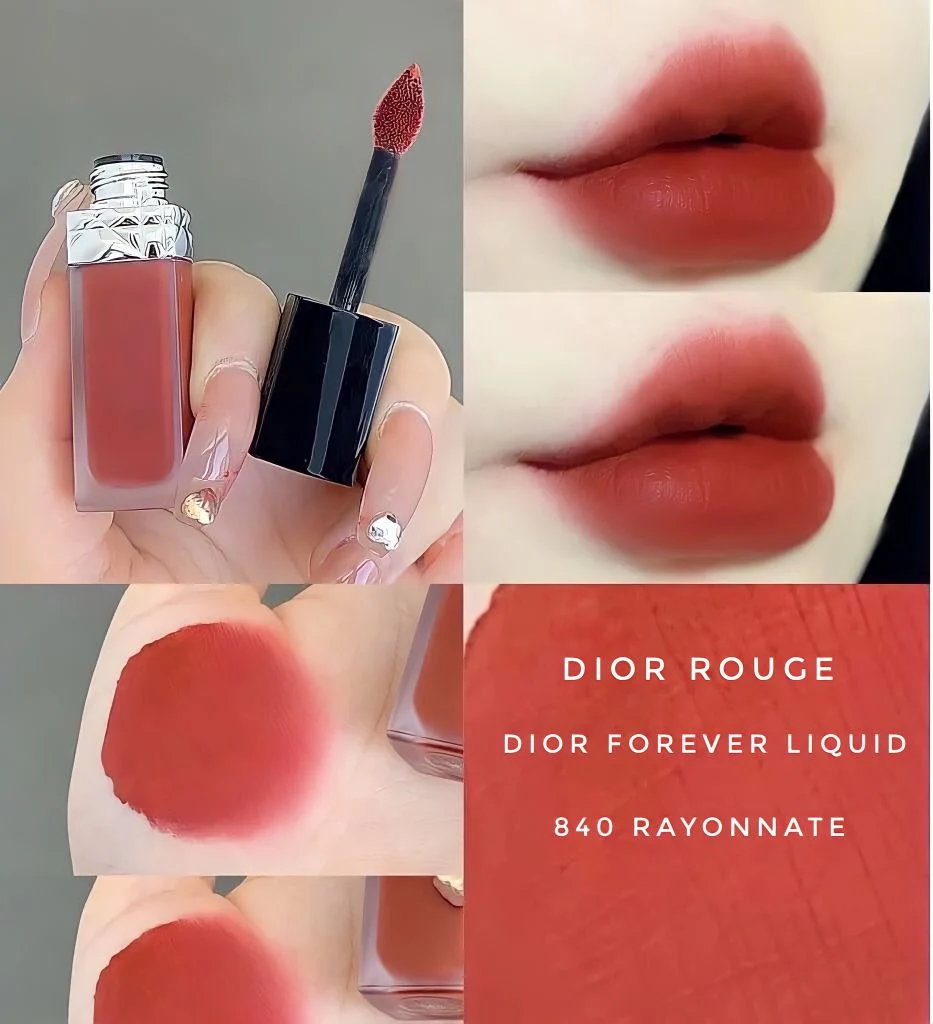 Màu Son Kem Dior 840 Rouge Forever Liquid - Màu Đỏ Gạch Siêu Xinh