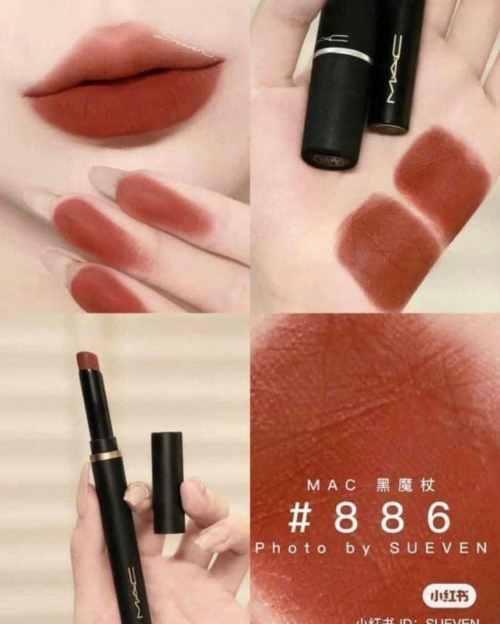 Kết cấu Son Mac 886 màu đỏ nâu độc đáo